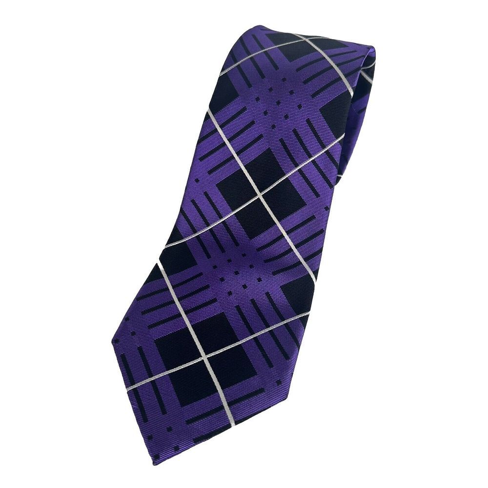 Lauen Ralph Lauren Green Label Geometric Print Handmade Neck Tie Purple Preppy